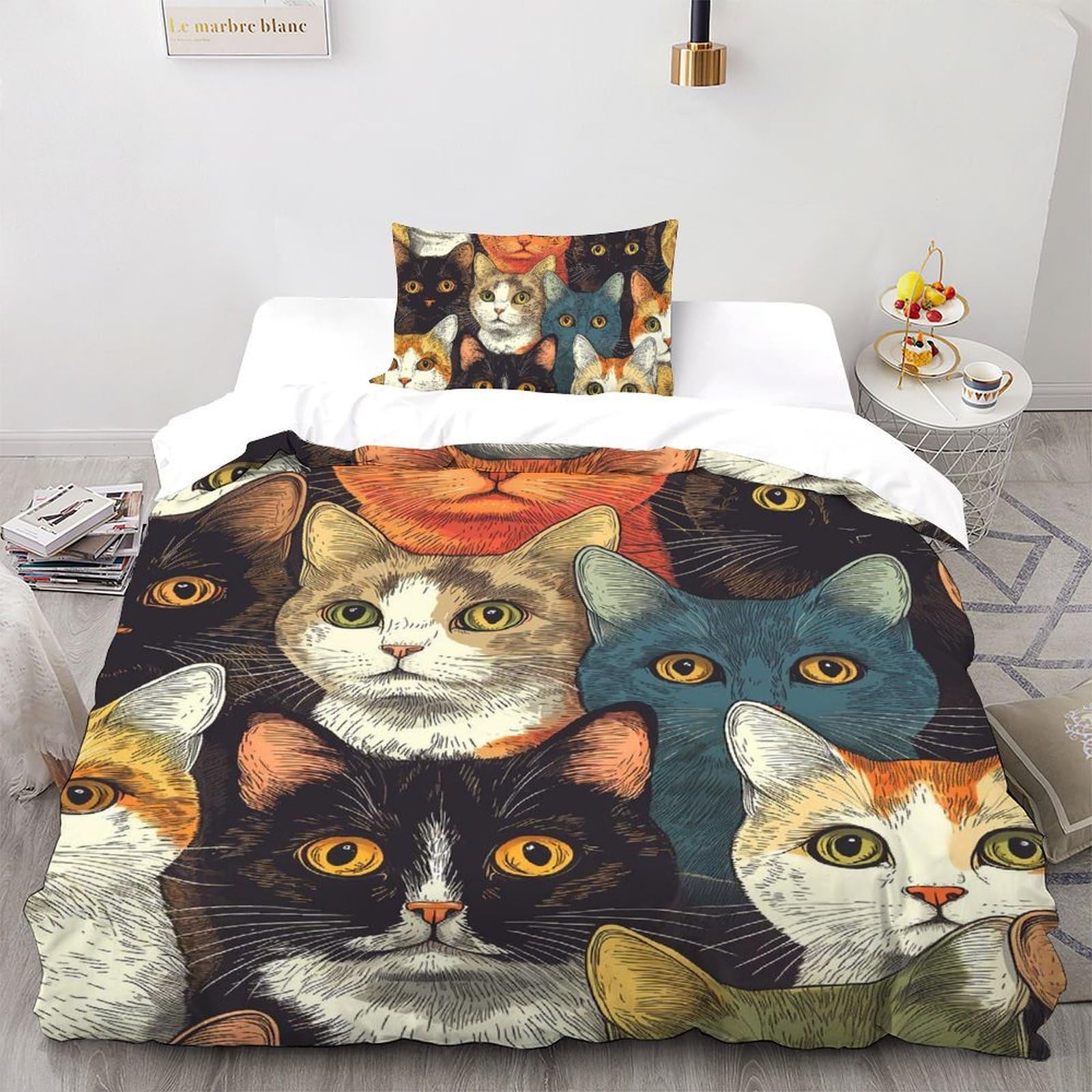 Parure de lit chat en microfibre respirante et super douce 135x200cm