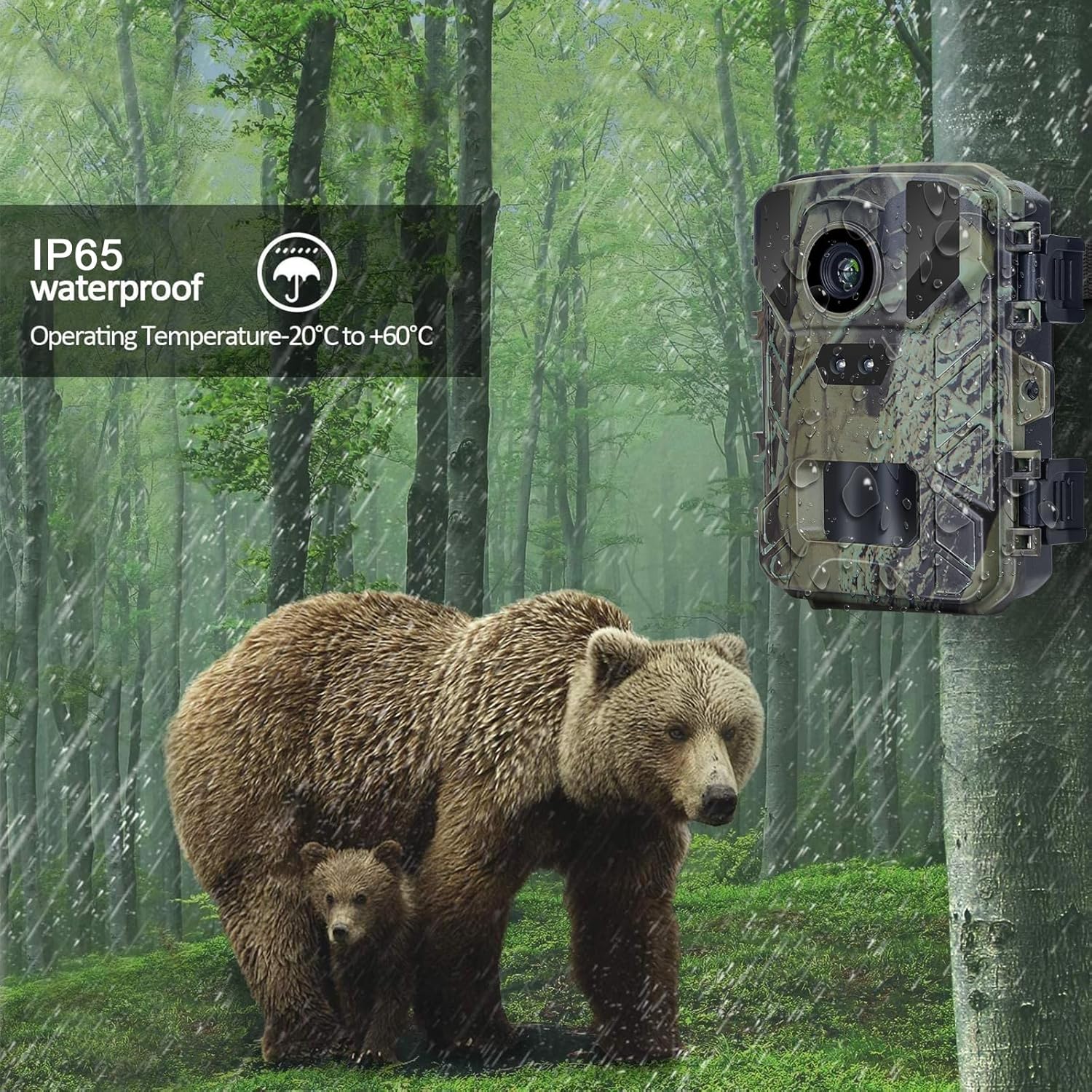 SuntekCam Mini Trail Cameras 1080P 24MP, Game Camera with Night Vision Motion Activated, IP65 Waterproof, 0.3s Trigger Hunting Camera, Wildlife Camera