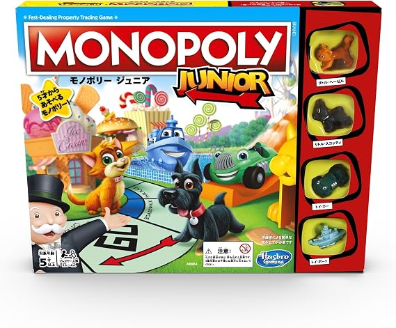 Hasbro Monopoly Junior, Monopoly Board Game for Kids Ages 5 and Up, 2 to 4 Player Kids Game and Family Game, Children's Day Present