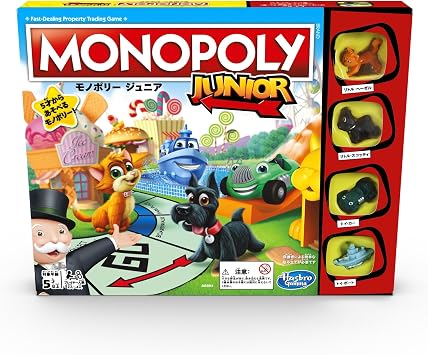 Hasbro Monopoly Junior, Monopoly Board Game for Kids Ages 5 and Up, 2 to 4 Player Kids Game and Family Game, Children's Day Present