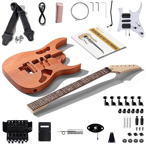 Leo Jaymz DIY Electric Guitar Kits in IBZ Style - Mahogany Body and Maple Neck - All Components Included (7V) - 7V
