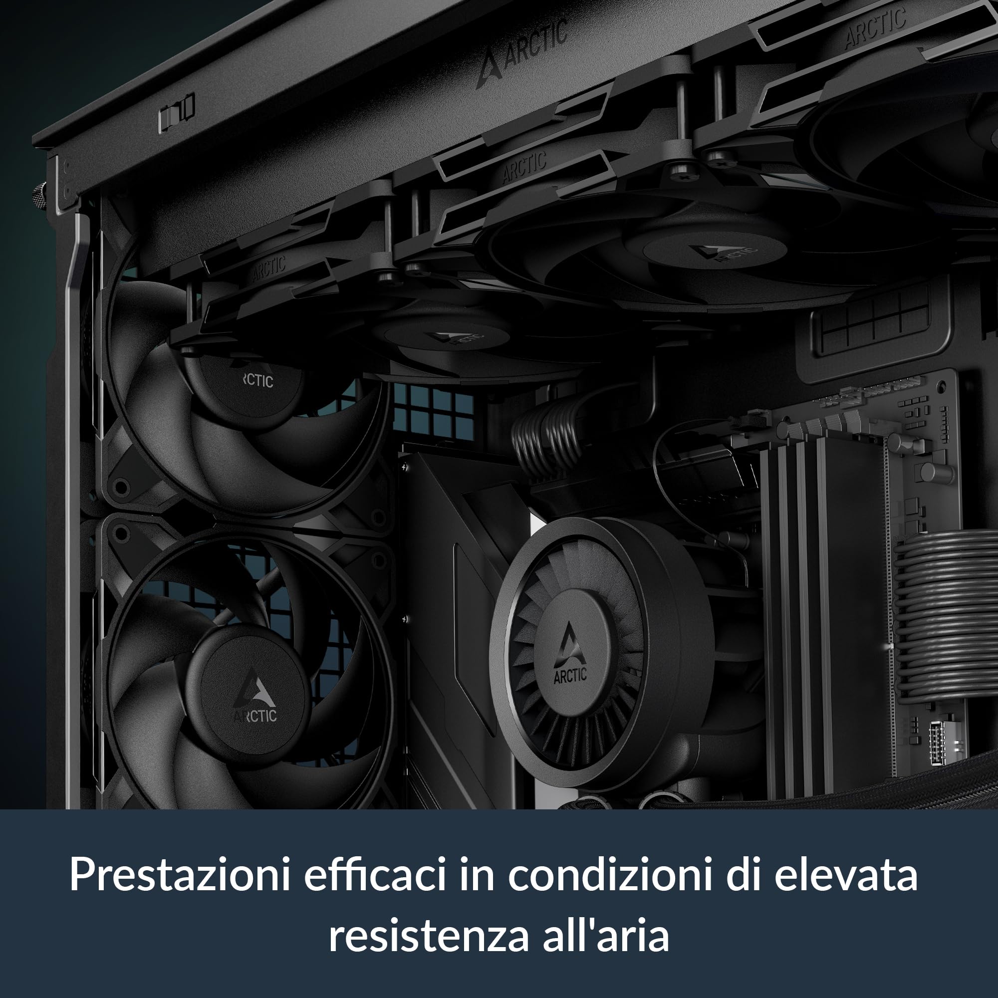 ARCTIC P12 Pro PST (5 Pezzi) - Ventola Potente Premium, Ventola PWM da 120 mm con Sdoppiatore per Cavi a Y, 600-3000 rpm, 0 rpm <5% PWM, Cuscinetto Idrodinamico, a 4 Pin - Nero
