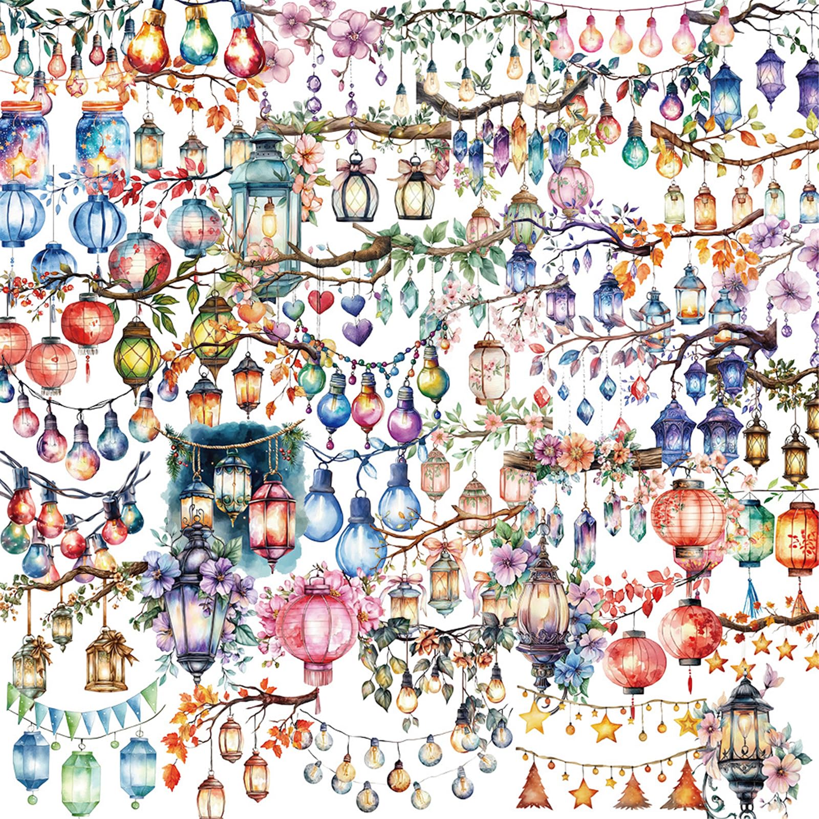 50Pcs Decorative Sticker Aesthetic Sticker Water Resistant PET for Scrapbook Journal Phone Case Laptop Luggage PET