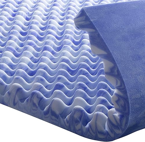 Miniatura 7 de Cubrecolchón de espuma viscoelástica de 2 pulgadas, tamaño King, color morado, protector de colchón de espuma de gel refrescante para alivio de