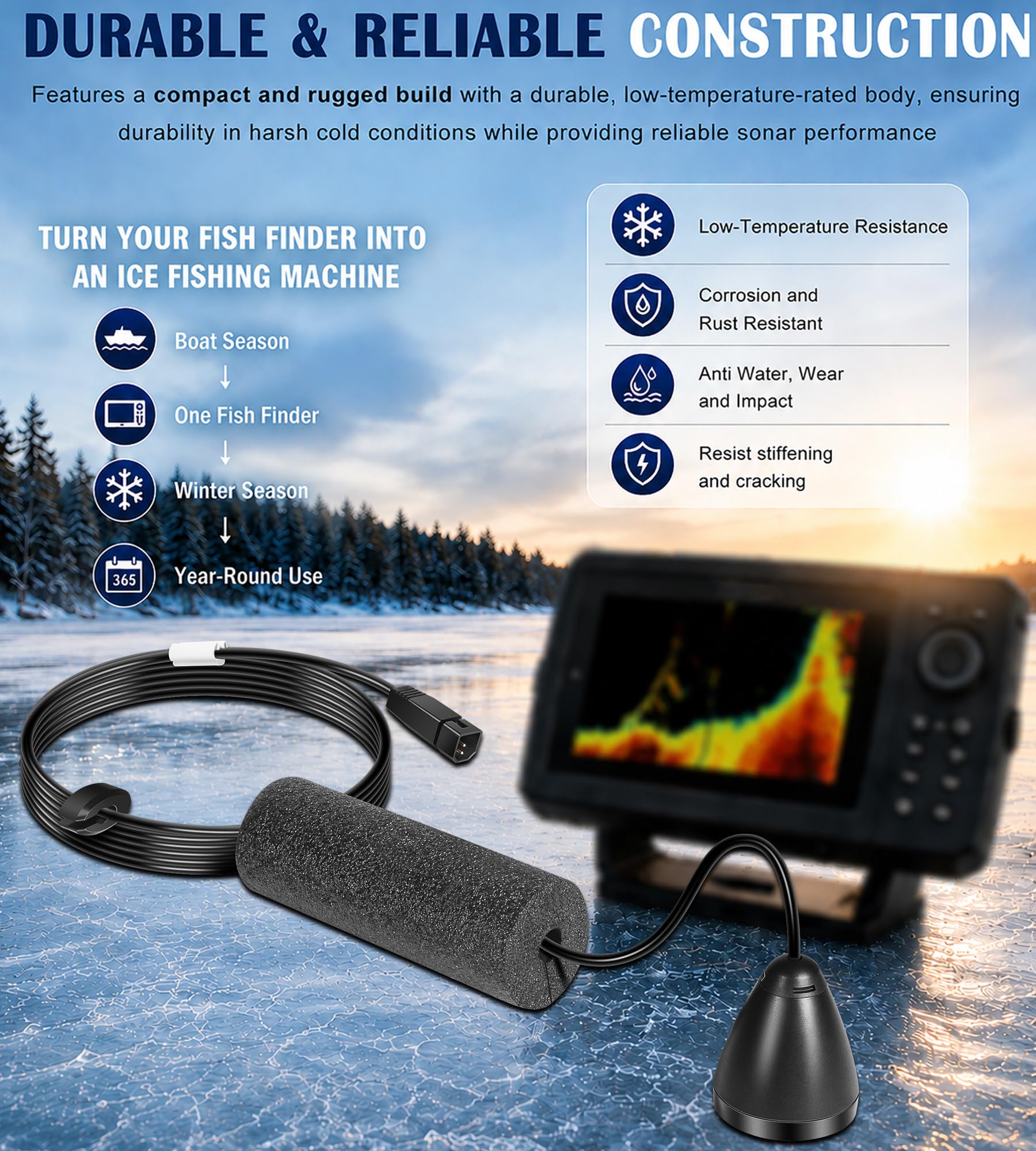 Trasduttore 710211-1 XI 9 20 ICE con sonar a doppio fascio adatto per modelli di lampeggiatore/sonar Humminbird con trasduttore sonar da pesca non Chirp, ICE - 20/60 gradi, 200/83 kHz, lunghezza cavo