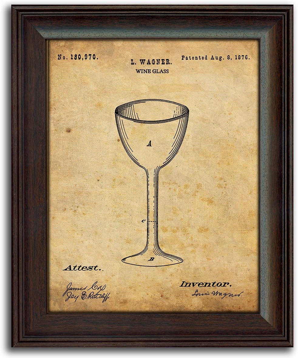 2 pc Framed Modern Patent Set - Wine 14"x17" each