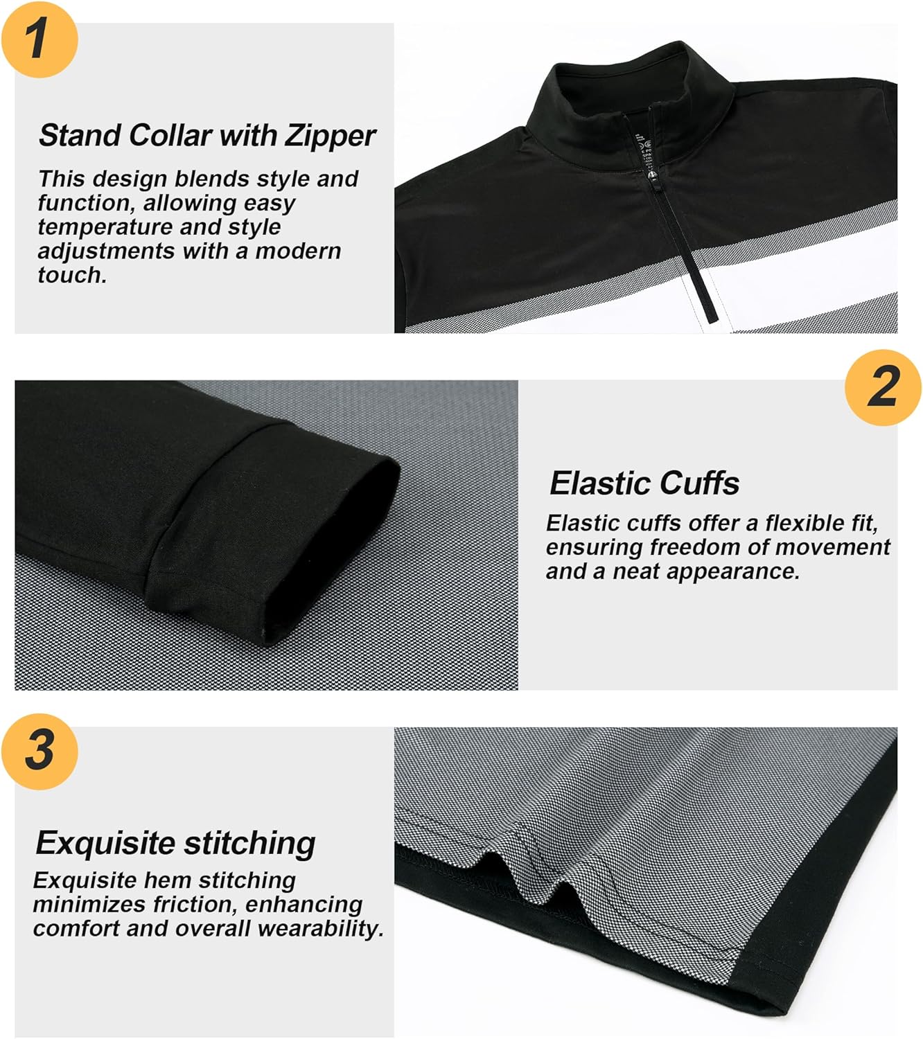 Damipow Mens Quarter Zip Pullover Golf Shirts Long Sleeve Zipper Sweatshirt Dry Fit Polo Outdoor Running Shirts for Men - Image 5