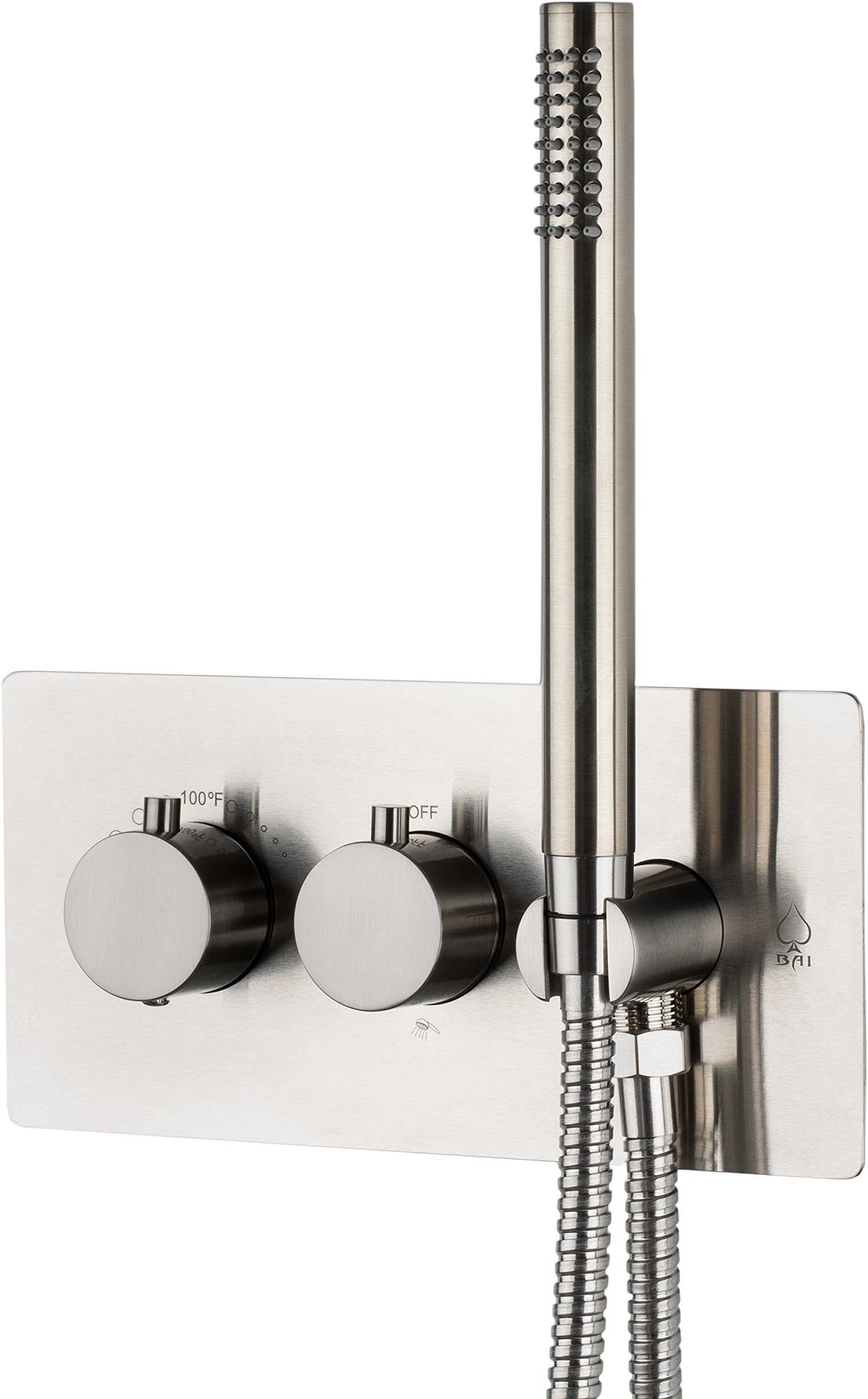 BAI 0132 Concealed Thermostatic Shower Mixer Valve with Handheld Shower in Brushed Nickel Finish