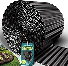 50FT Black Corrugated Metal Landscape Edging – Flexible & Rustproof Garden Edging Border, Decorative Metal Trim for Flower Beds, Lawn, Driveway, Walkway & Raised Beds