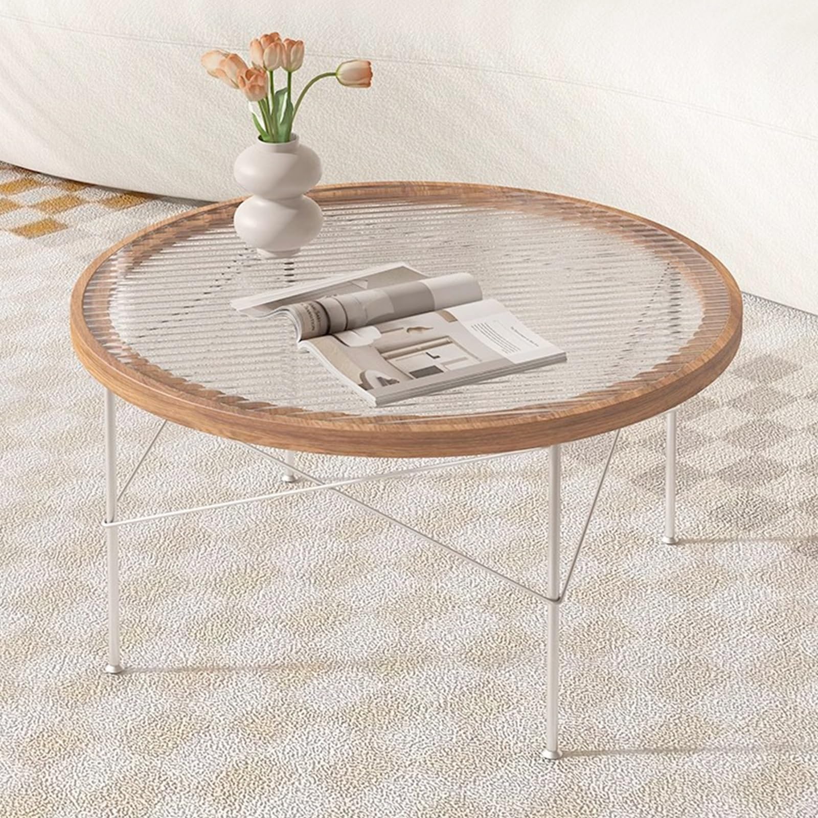 Table à thé moderne en verre vintage pour une ambiance de ferme chic