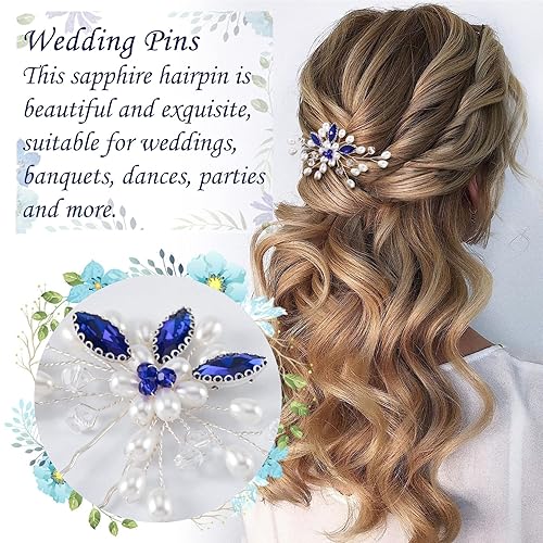 Miniatura 5 de PAGOW 2 horquillas para el cabello de novia con perlas de cristal, accesorios para el cabello de novia, pedazo de pelo con diamantes de imitación