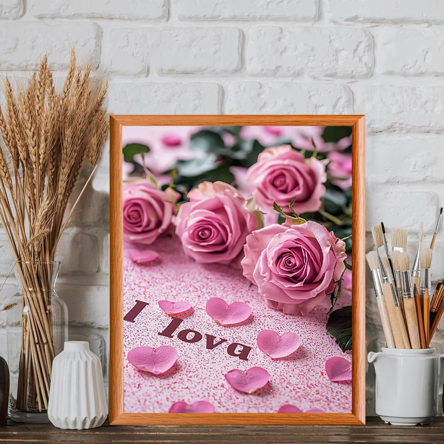 WEISHIWE Dipingere con i Numeri Adulti Rosa rosa, 80x100cm s-221 | Paint by Numbers Kit con Pennelli e Acrilico Pigmento, Fai da te Olio La Pittura di Numeri Kit, Decora la Casa, senza Cornice