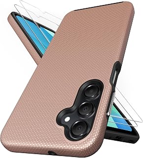 SSLOTSCASE for Samsung Galaxy A16 Case with 2X Screen Protector, Support Wireless Charging, Thin Lightweight Durable Sturdy Matte Protective Phone Case Cover for Samsung Galaxy A16, Rose Gold