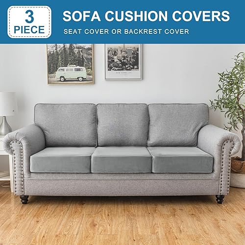 Vista 102 de Funda para Sofá de Terciopelo Elástico Funda de Cojín de Sofá 1 Pieza - Funda Elástica Lavable para Asiento o Respaldo, Fundas de Asiento para Sofás