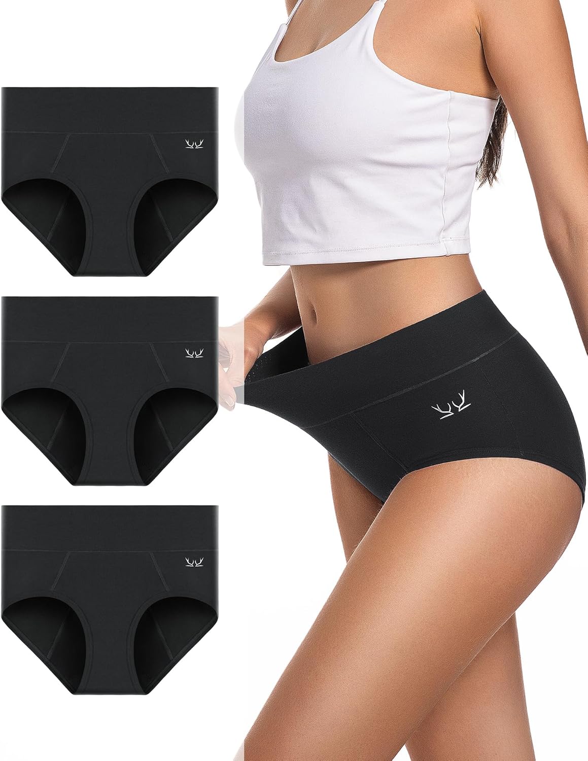 Womens Period Underwear Heavy Flow Menstrual Period Panties Leak-Proof Hipster Panty for Female Teens Girls 3 Pack