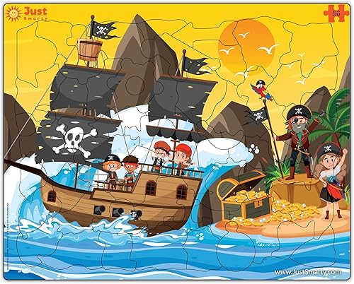 Just Smarty Rompecabezas pirata para niños de 4 a 8 años  Rompecabezas educativos para niños  56 piezas  Gran regalo pirata para niños y niñas