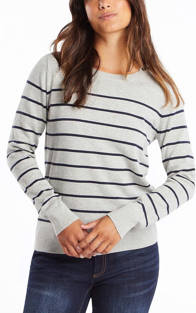 Nautica Women's YearRound Long Sleeve 100 Cotton Striped Crewneck