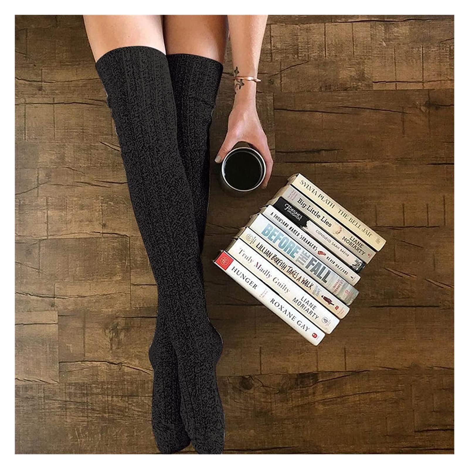 Calcetines Cómodos Medias De Mujer Tejidas, Calcetines Altos Para Niñas, Cálidas Hasta La Rodilla, Largos Navidad Para Suaves Reforzada