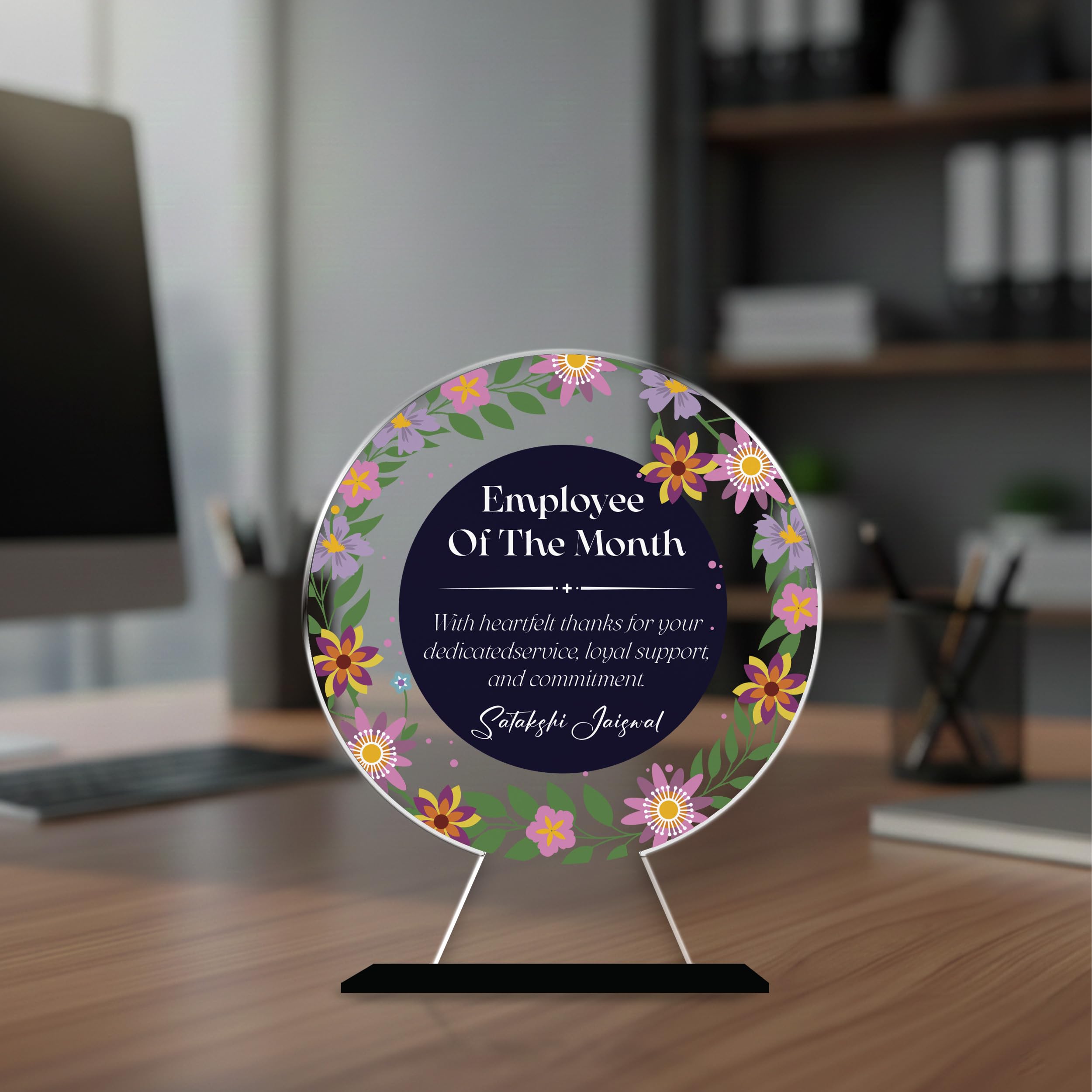 Gift Me Bazar Personalized Employee of the Month Award | Custom Acrylic Trophy for Staff Appreciation & Corporate Recognition | Thankyou Gift For Employee-picture-16