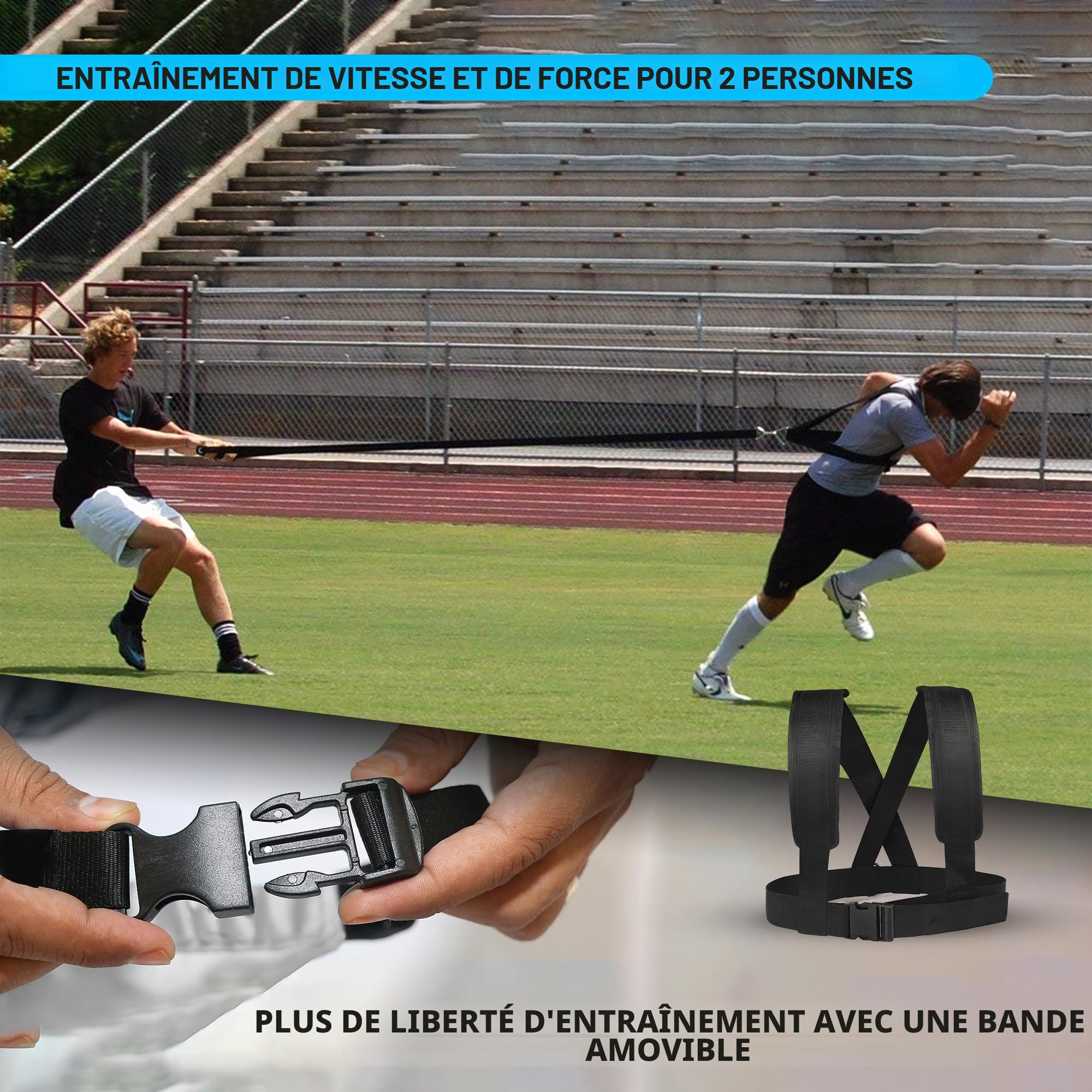 Bande de Force Rapide Avec Sac - Entraînement de Force, Colonne, Évacuation de la Vitesse, Résistance et Réactivité - Sangle d'Entraînement