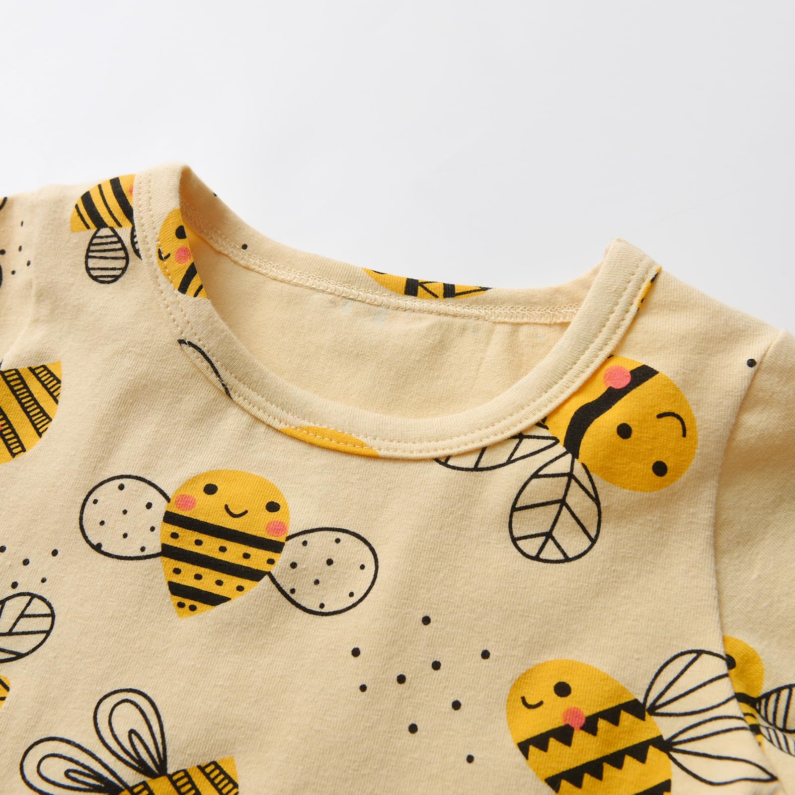 Eghunooy Baby Girls Clothes Set 2 Piece Long Sleeve Bee Printed Tops + Pants Infant Outfits (12-18 Months) Yellow and Black