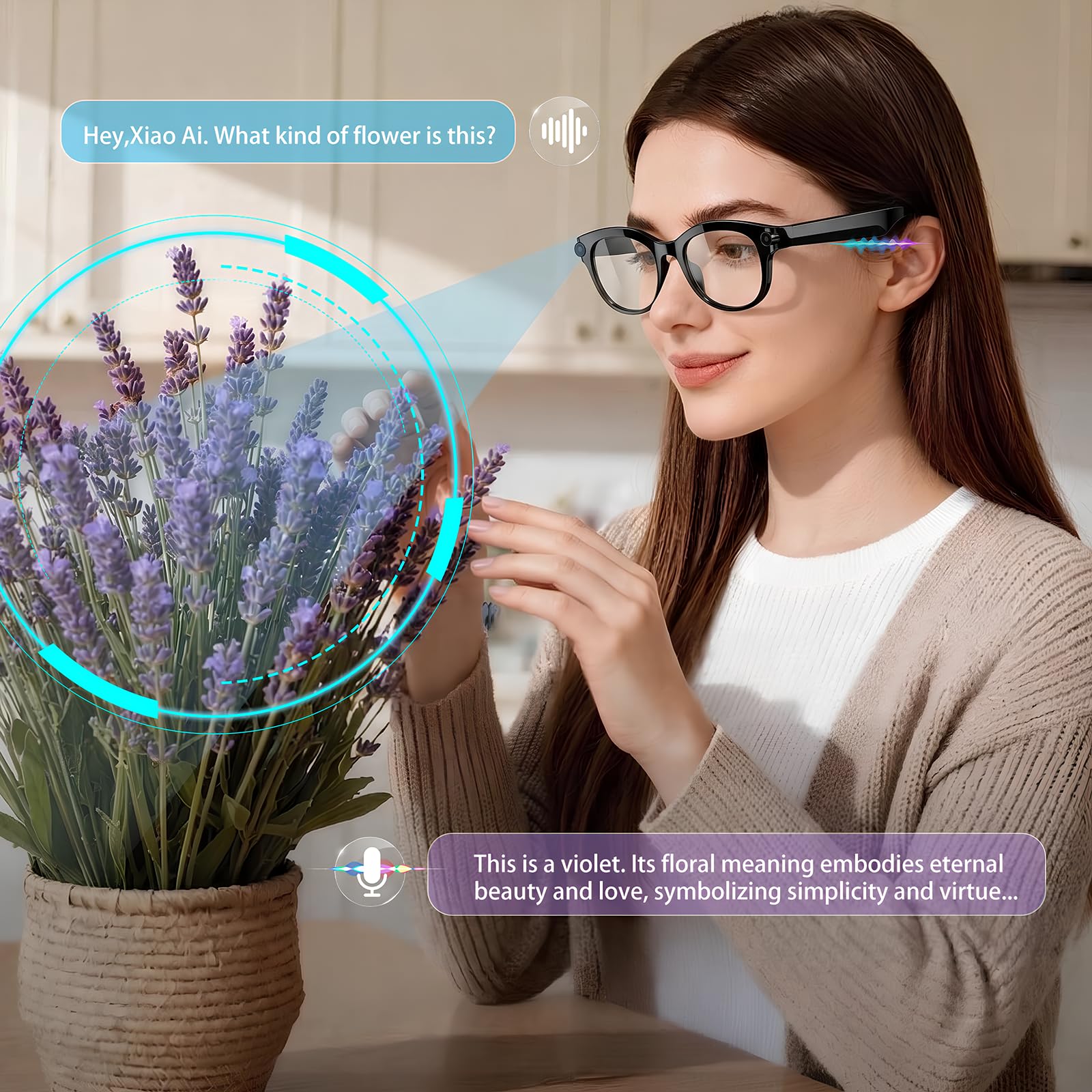 Occhiali Intelligenti con Telecamera 8 MP, Occhiali Smart 3 Lenti Colorate | Registrazione Foto/Video/Audio, Traduzione in Tempo Reale, Assistente Vocale e Riconoscimento Degli Oggetti