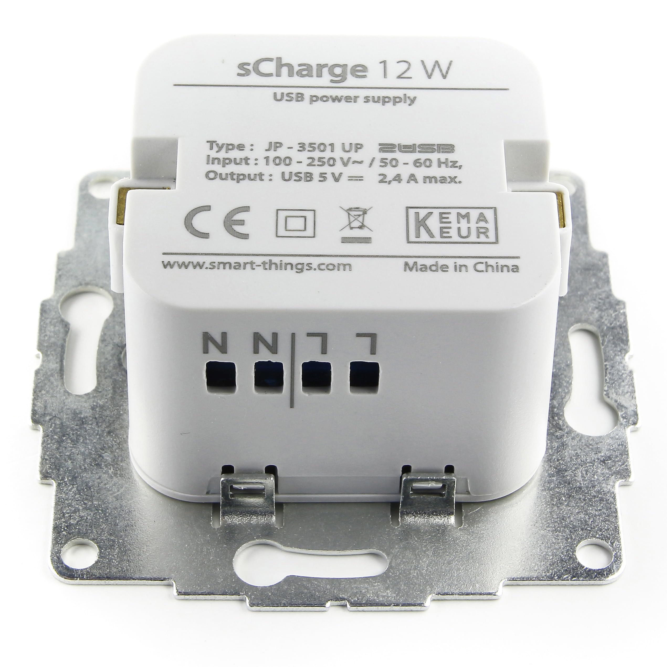 SmartThings Smart things s24 C sCharge - Flush-Mounted Power Supply 12 W Specially for all sDocks, Tablets and Phones with USB-C Port including Adapter 30 cm for Charging the iPad | 5 V, 5% / 2400 mA