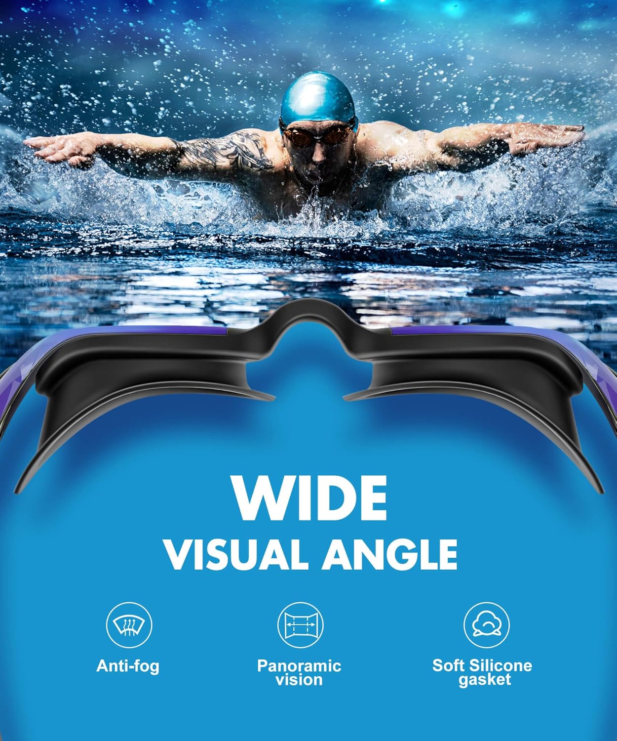 NSSIW Swim Goggles Adult Swimming-Goggles: Pool Goggles for Men and Women with Anti Fog UV400 Protection No Leak 3 Pack - Image 5