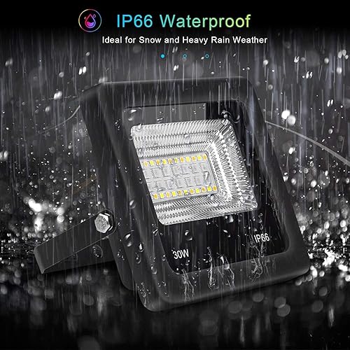Miniatura 8 de Remon Luces de inundación LED RGB que cambian de color, iluminación LED de escenario de paisaje al aire libre, 30 W Bluetooth Smart Floodlights Rgbw