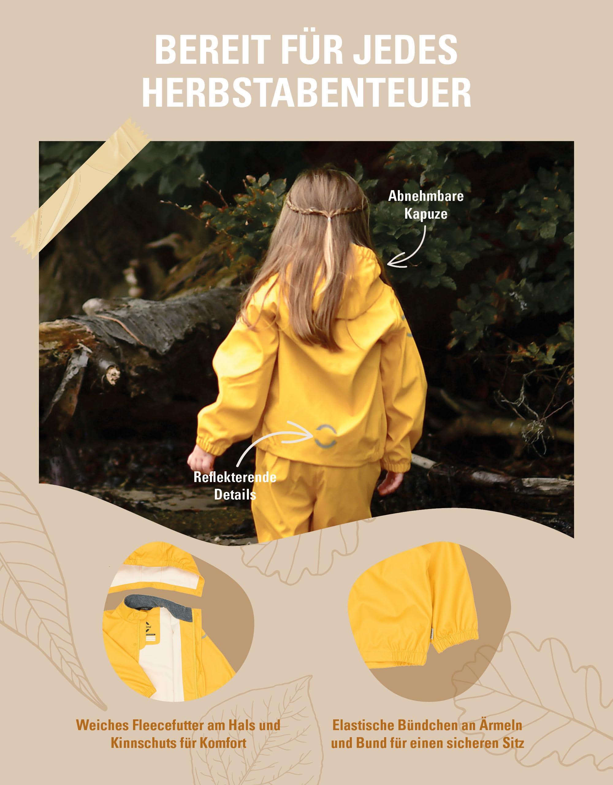 Mikk-line Veste de pluie unisexe pour enfant imperméable et coupe-vent | Veste de pluie pour fille et garçon avec réflecteurs et capuche amovible | Veste légère anti-boue Oeko-Tex