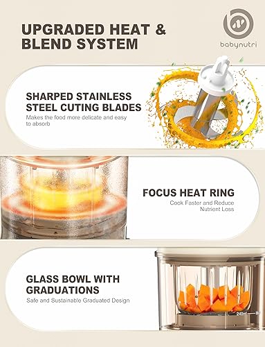 Miniatura 5 de Máquina automática de alimentos para bebés, molinos de alimentos de vidrio para bebés, licuadora y vaporera y máquina de puré con cocción