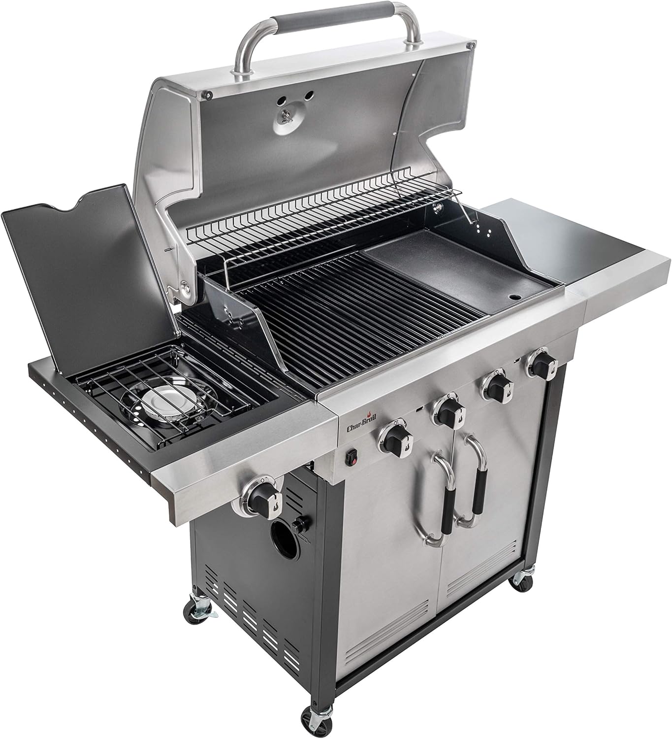 Char-Broil Advantage Series 445S, Barbecue In Acciaio Inox A Quattro Bruciatori Con Bruciatore Laterale, 144 x 59.5 x 115.5 Cm Char-Broil Advantage Series 445S, Barbecue In Acciaio Inox A Quattro Bruciatori Con Bruciatore Laterale, 144 x 59.5 x 115.5 Cm
