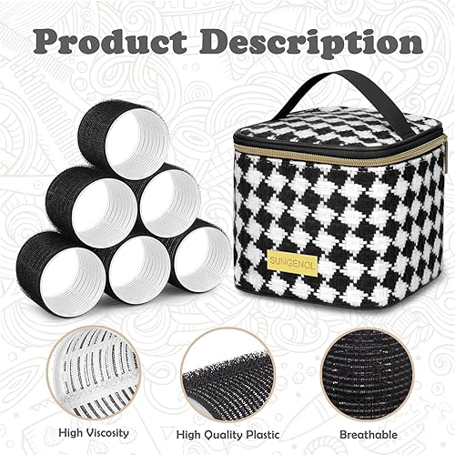 Miniatura 2 de Juego de rodillos para el cabello, 18 rodillos autoadhesivos sin calor con clips y peine, rizadores de salón para estilos de bricolaje, 3 tamaños en