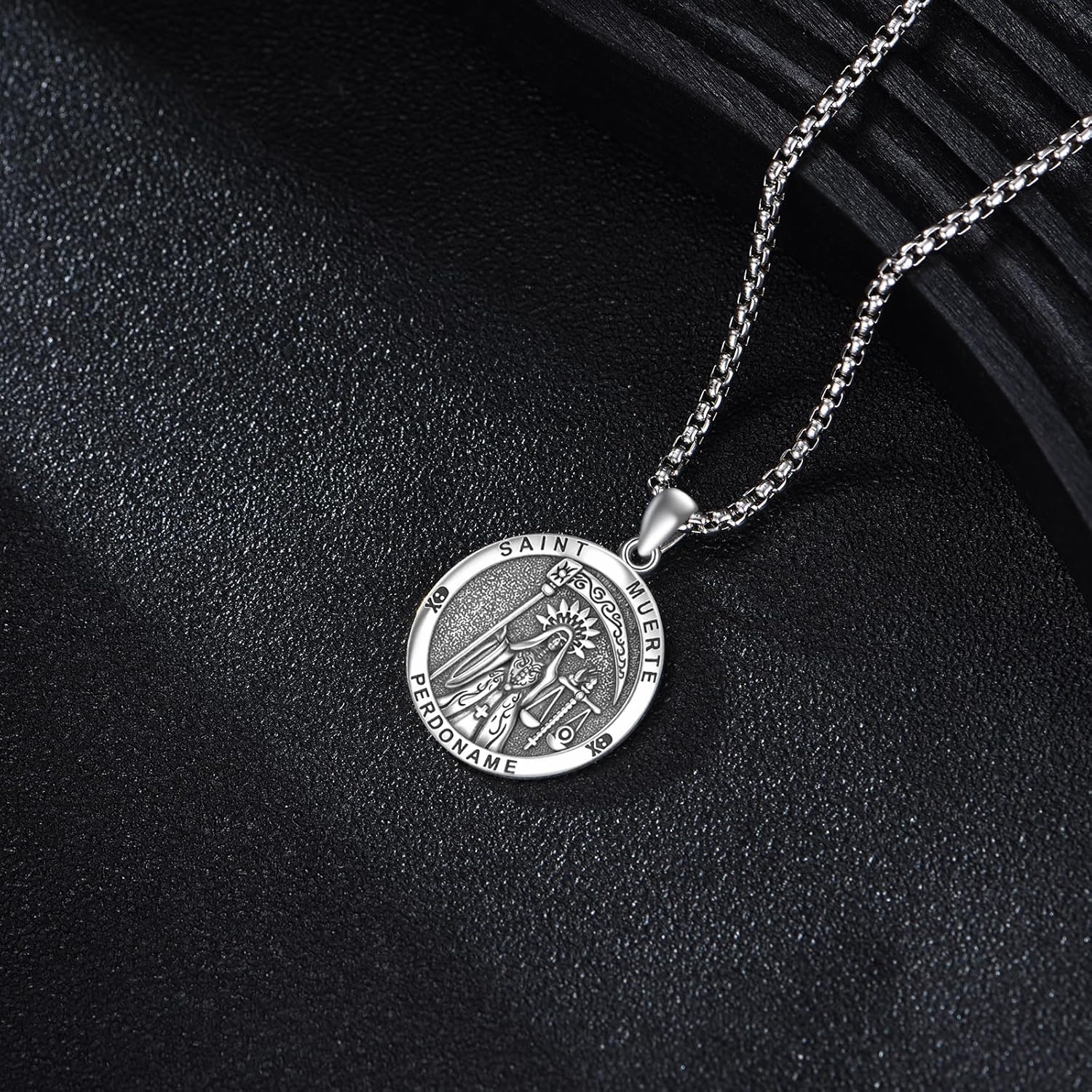Santa Muerte Necklace for Women Men 925 Sterling Sliver Vintage Amulet Medal Pendant Religious Jewelry Gifts Protector Amulets - Image 5