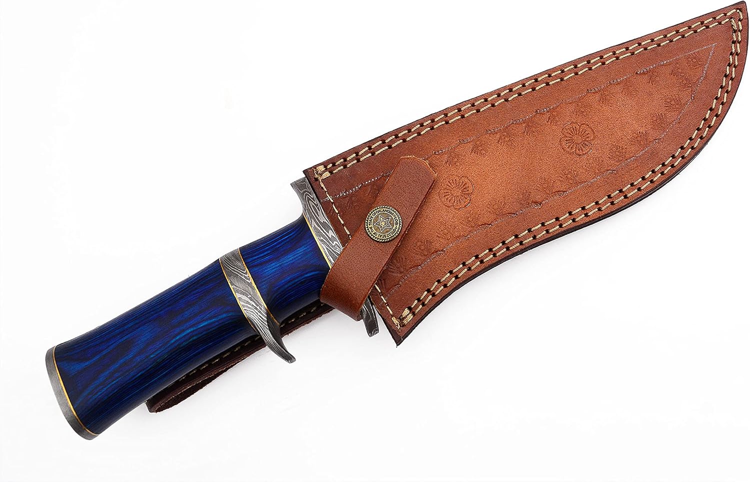 Handmade Hunting Knife with Leather Sheath Damascus Steel Hunting Knifes Fixed blade knives with sheath- EMPORER