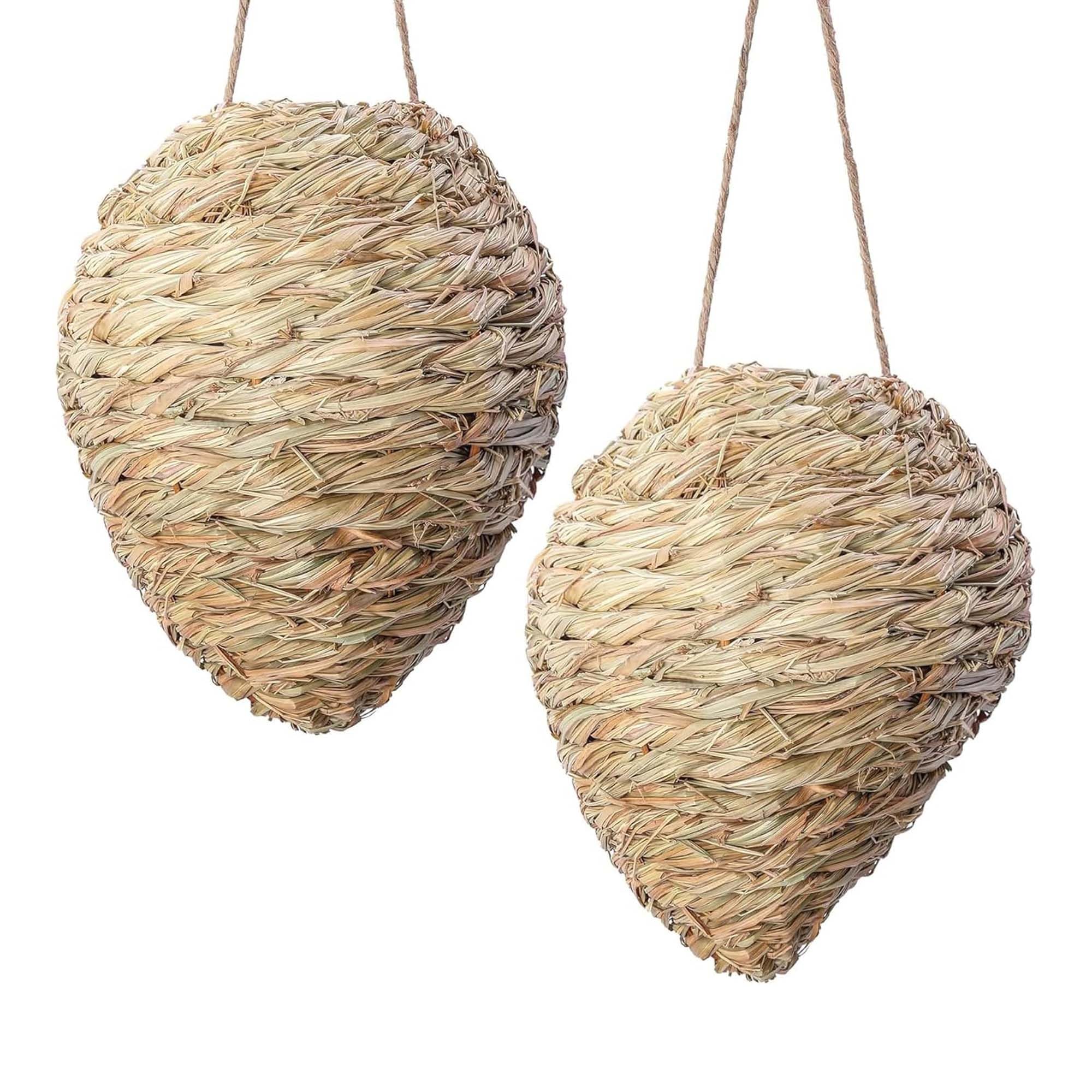 DECOHS 2 Pack Large Woven Reed Wasp Nest Decoy