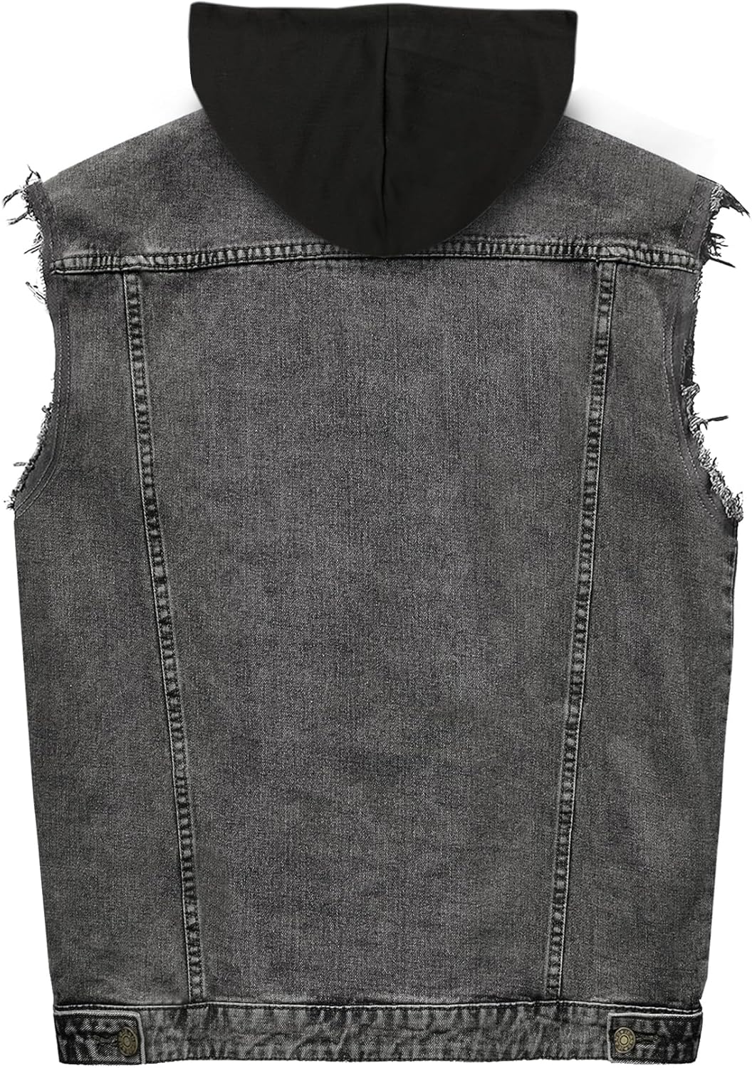 Heihuohua Men's Hooded Denim Vest Classic Stretchy Trucker Sleeveless Jean Jacket - Image 3