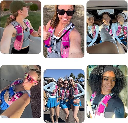 Miniatura 8 de Azarxis Botellas de agua para correr, sin BPA, chaleco de hidratación a prueba de fugas, cinturón de repuesto para triatlón, maratón, senderismo,