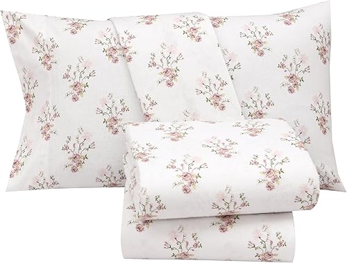 Vista 102 de RUVANTI Juego de sábanas de franela 100% algodón, tamaño matrimonial, 4 piezas, Alpine Serenity Serenidad alpina