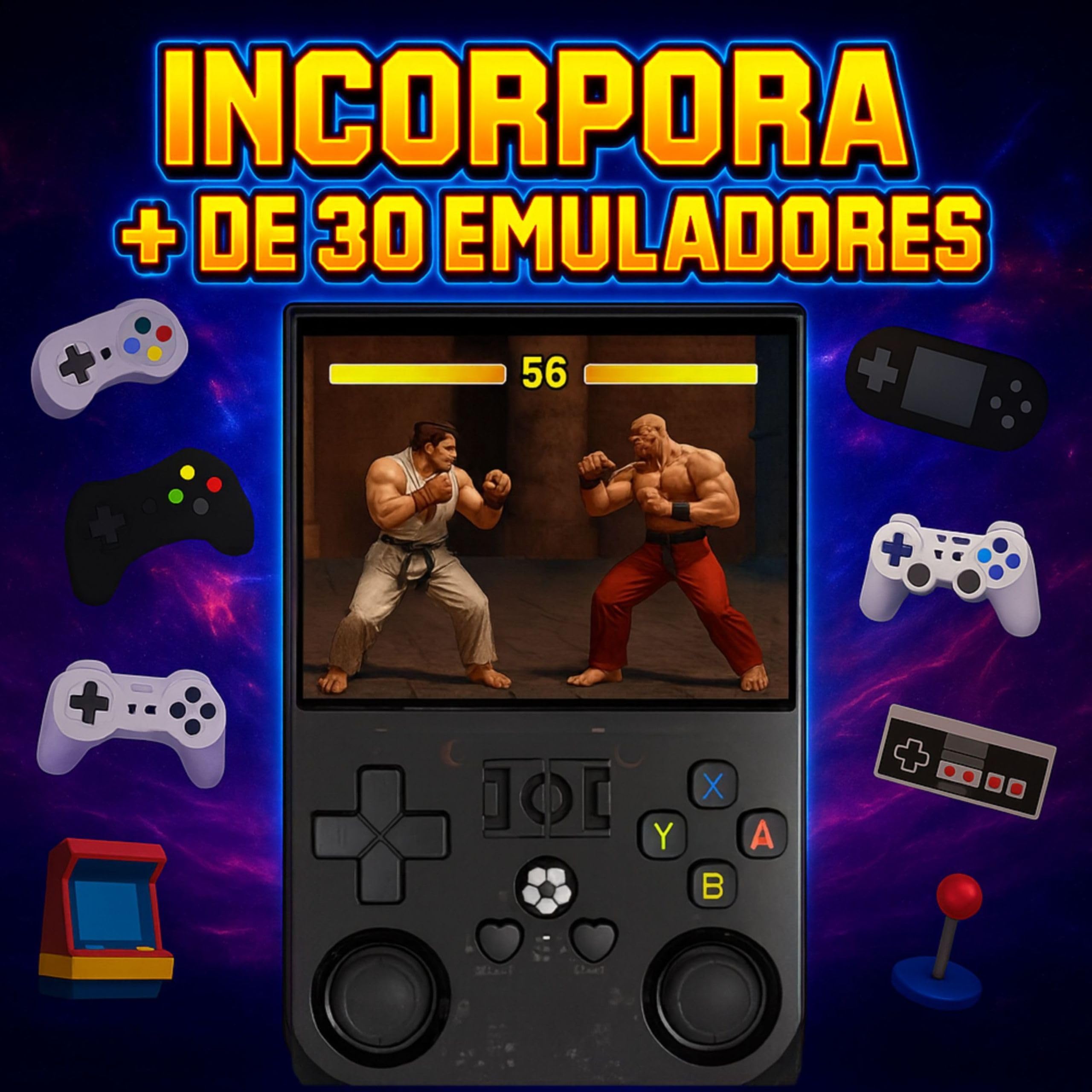 Genzo Consola Portatil Retro R36 Pro 2026 con más de 22.000 Juegos y 128 GB - 30 Emuladores -Pantalla HD IPS de 3.5' - Bateria 4000mah - Funda Regalo