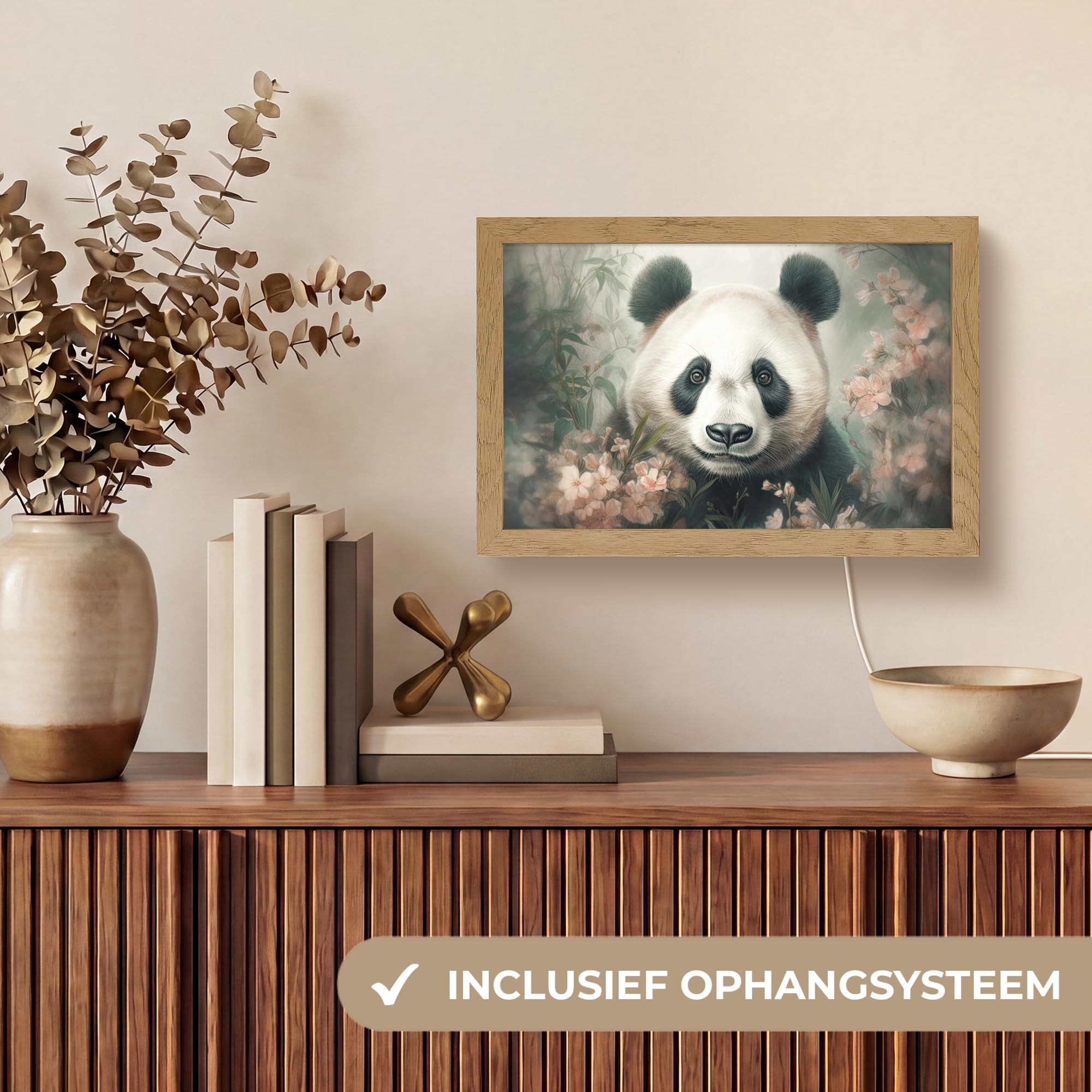 Luz Mesita De Noche [template] 30x20 cm Lampara LED Dormitorio Lámpara Escritorio Table Lamp Night Light Lamparita Panda - Animales - Plantas