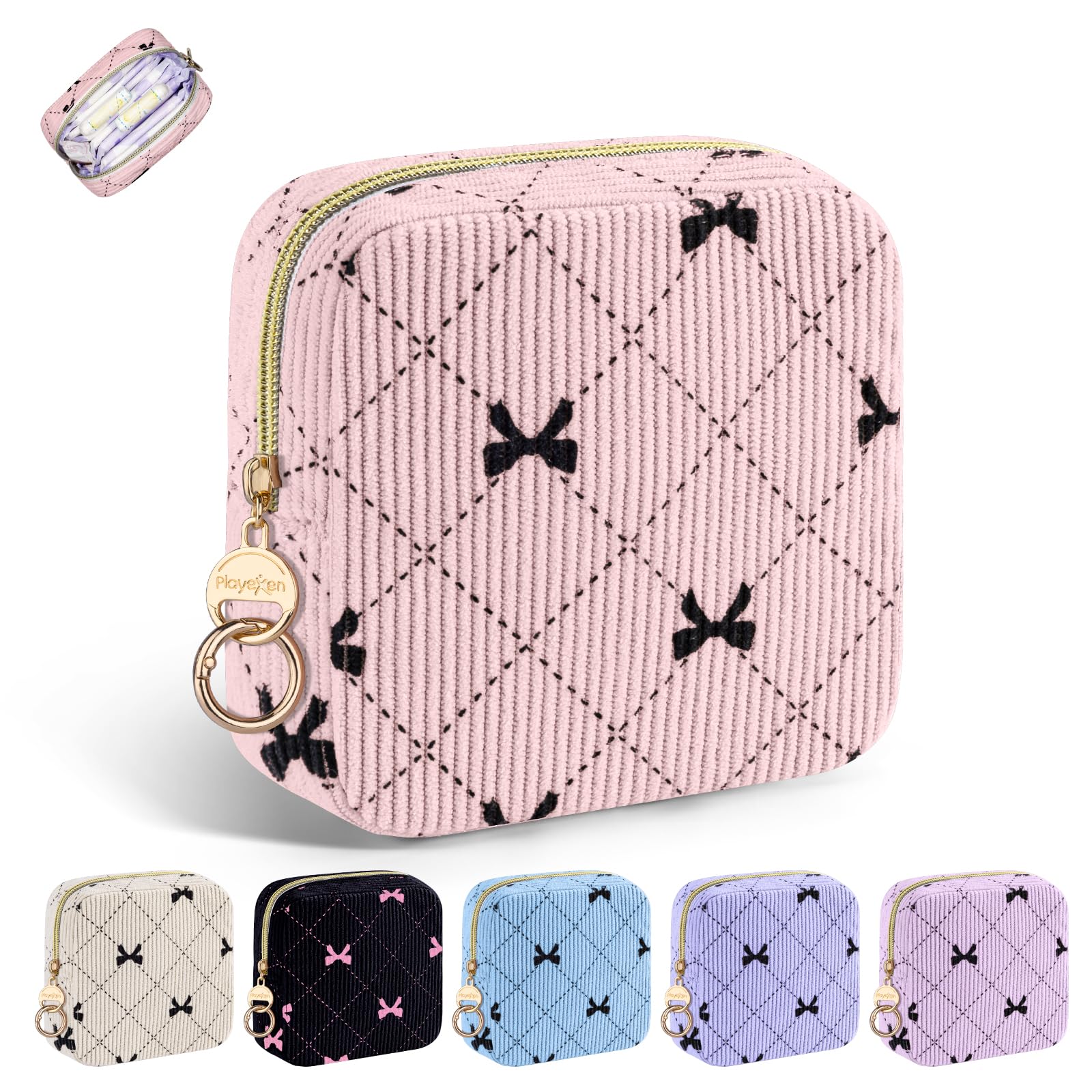 Binden Tasche für Binde und Tampons Aufbewahrung Hygienebeutel für Damenbinden Slipeinlagen Aufbewahrungtasche für Unterwegs Perioden Damen Notfalltasche Klein Geschenke für Mädchen(Hellrosa)