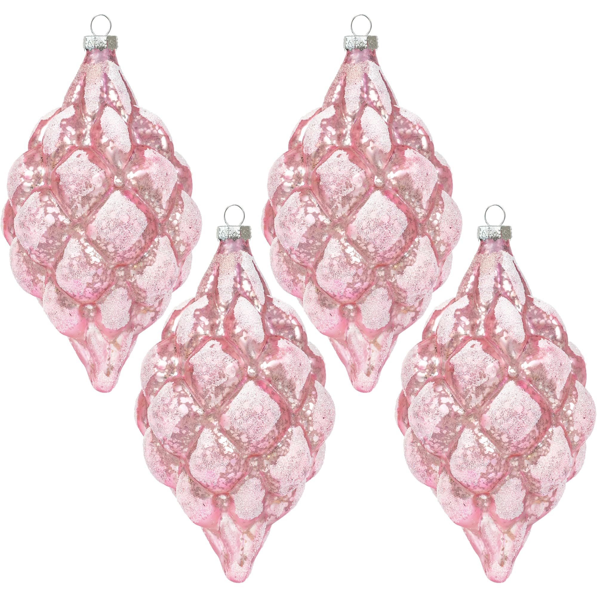 Boules de Noël en verre sapin or rose décoration KI Store lot de 4