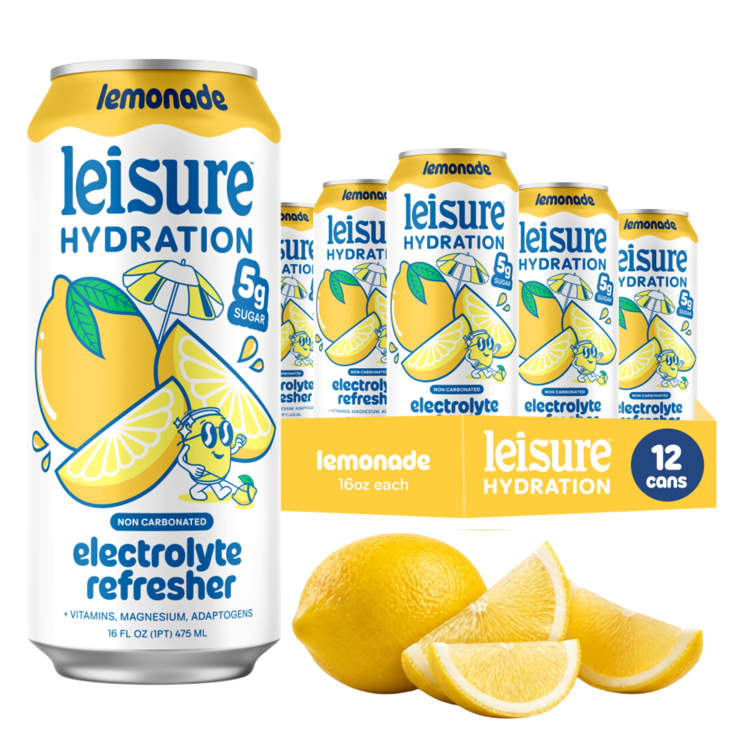 Leisure Hydration Electrolyte Refresher, Lemonade, 16 oz (12 pack)