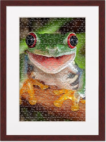 Miniatura 2 de Poster Palooza Marco para rompecabezas de 24 x 30 pulgadas, marco de madera marrón con paspartú (blanco) hecho para exhibir rompecabezas de 24 x 30
