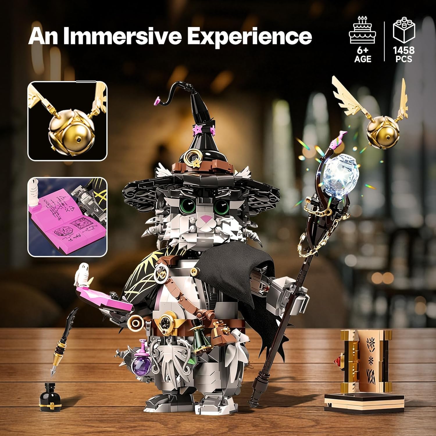 Cat Animal Building Set for Kids Collectible Magic Cat Model Toys Compatible with Lego Animal for Adults Creative Home Decor and Office Art Gifts Toys for Boys and Girls Aged 8+