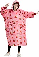 Vista 4 de KFUBUO Manta con Capucha Portátil para Adultos, Sherpa con Estampados de Fresas, Sudadera de Gran Tamaño con Bolsillos, Regalos de Cumpleaños