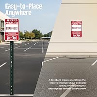 Vista 6 de SmartSign Cartel de estacionamiento reservado para empleados, paquete de 2, letrero remolcado de vehículos no autorizados, 18 x 12 pulgadas