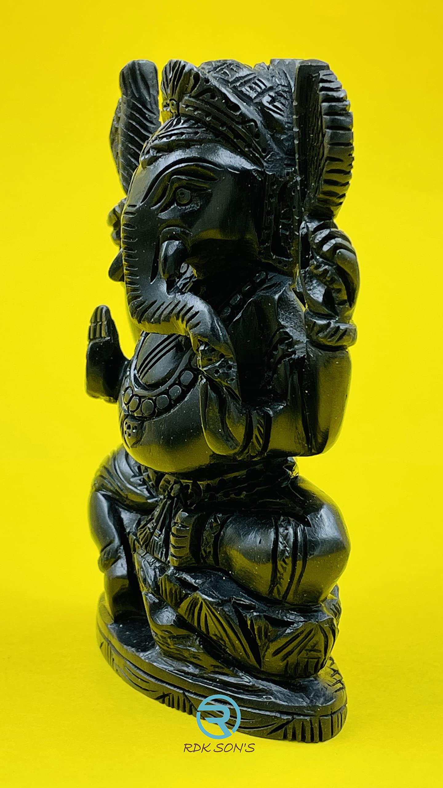 RDK SON'S Ebony Wood Lord Ganesh Idol |Ganapati Murti (4 inch)| Black Wood Ganesha Statue for Home Decor, Tabletop and Car Dashboard. Hindu God of Good Luck & New Beginning (Ganesha) 2