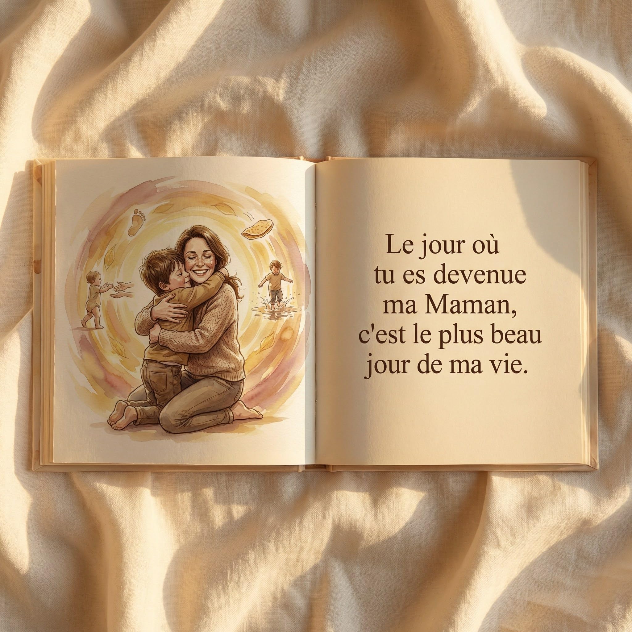 Livre Maman Personnalisé Photo Prénom - Cadeau Naissance et Anniversaire | Votre enfant raconte le jour où vous êtes devenue sa maman : ses mots et vos photos deviennent un vrai livre de 32 pages.